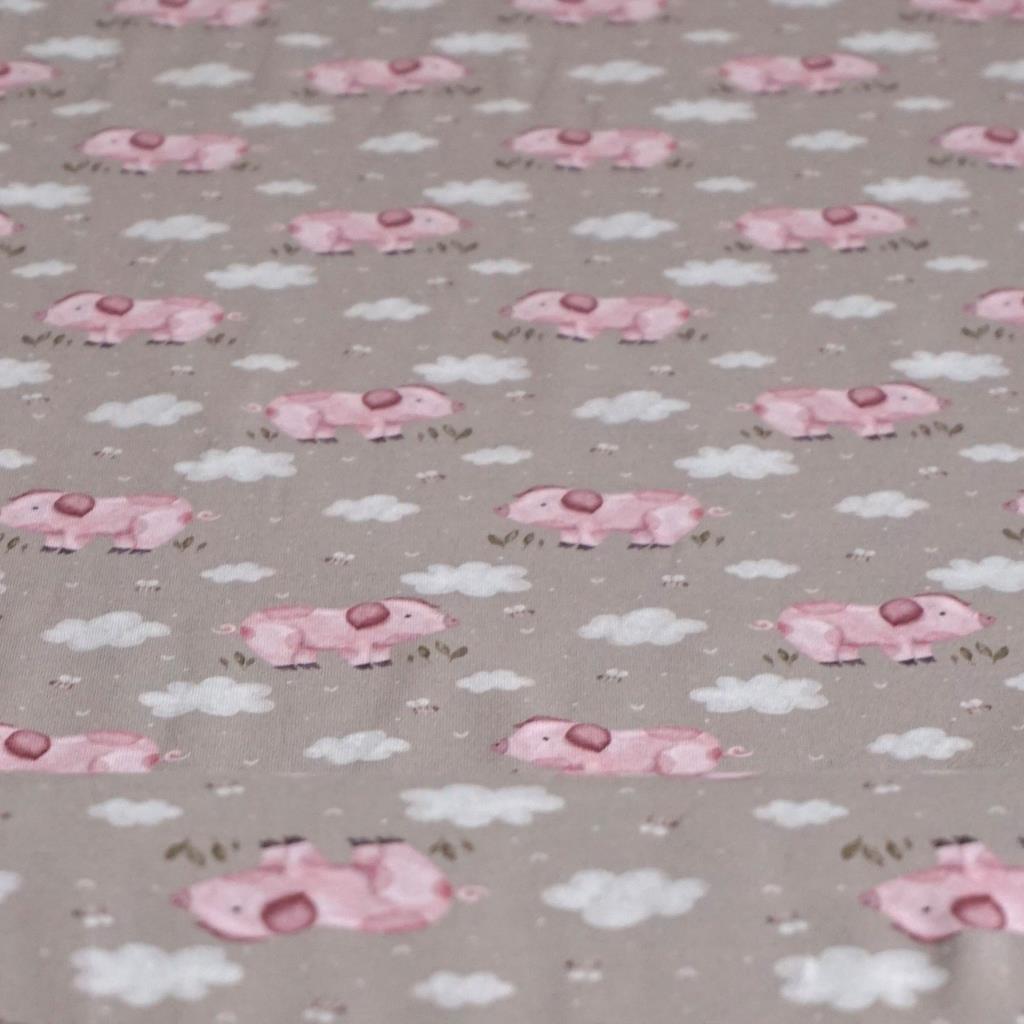 Baumwolljersey Schweine beige rosa – FVJ